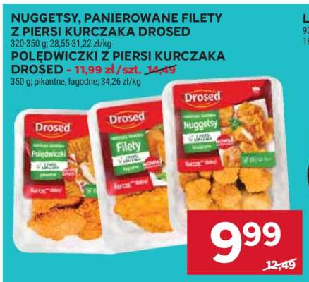 Nuggetsy, panierowane filety z piersi kurczaka Drosed