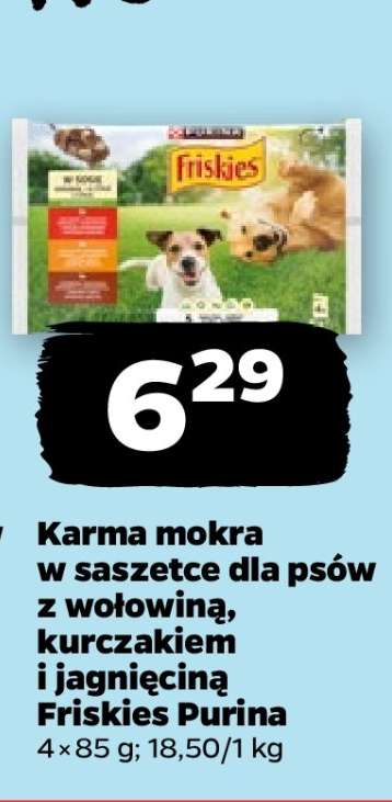 Karma mokra w saszetce dla psów z wołowiną, kurczakiem i jagnięciną Friskies Purina