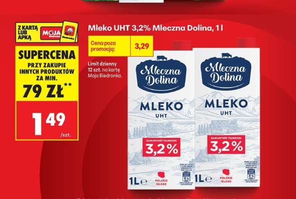 Mleko UHT 3,2% Mleczna Dolina, 1l
