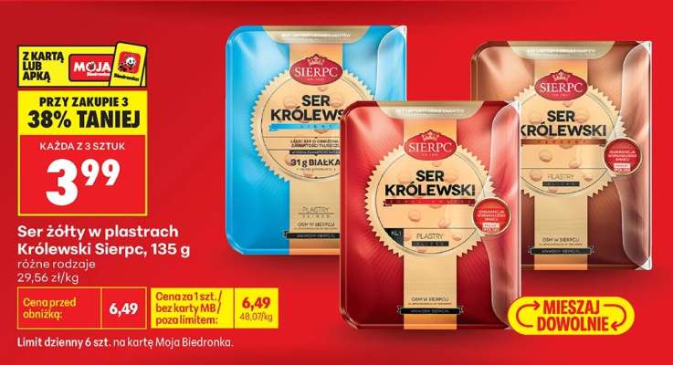 Ser żółty w plastrach Królewski Sierpc 135 g