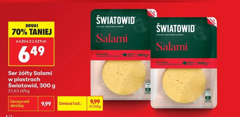 Ser żółty Salami w plastrach Światowid , 300 g