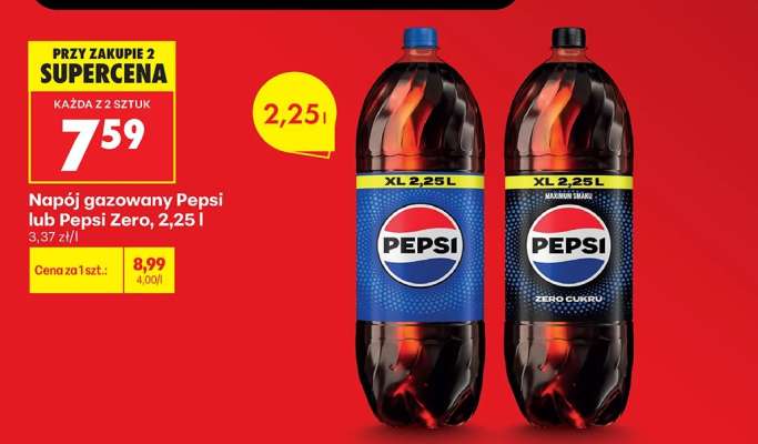 Napój gazowany Pepsi lub Pepsi Zero, 2,25 l