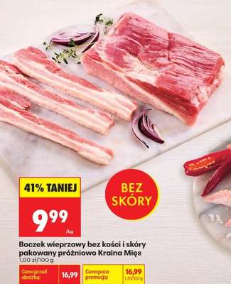 Boczek wieprzowy bez kości i skóry pakowany próżniowo Kraina Mięs