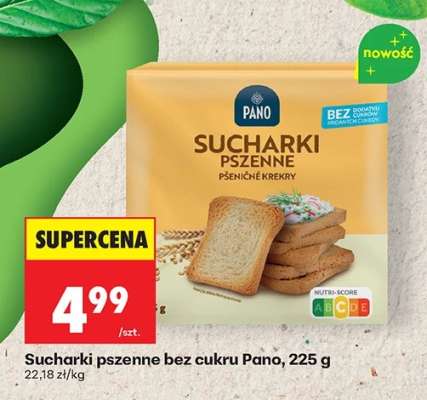 Sucharki pszenne bez cukru Pano, 225 g
