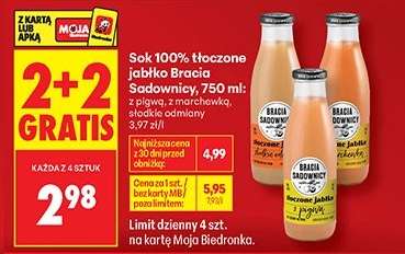 Sok 100% tłoczone jabłko Bracia Sadownicy, 750 ml