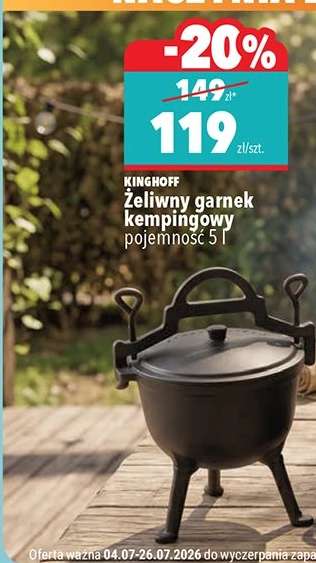 KINGHOFF Żeliwny garnek kempingowy