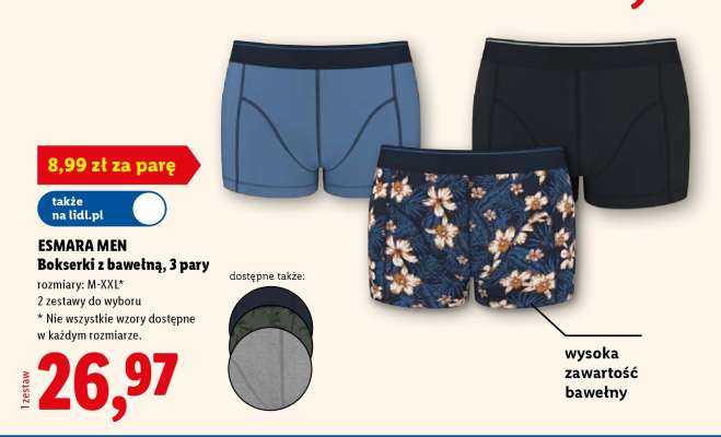 ESMARA MEN Bokserki z bawełną, 3 pary