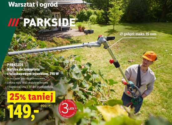 PARKSIDE Nożyce do żywopłotu z teleskopowym trzonkiem 710 W