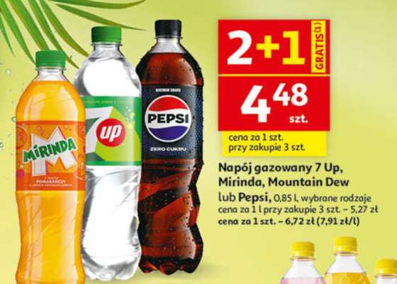 Napój gazowany 7 Up, Mirinda, Mountain Dew lub Pepsi