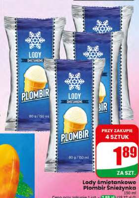 Lody śmietankowe Plombir Śnieżynka