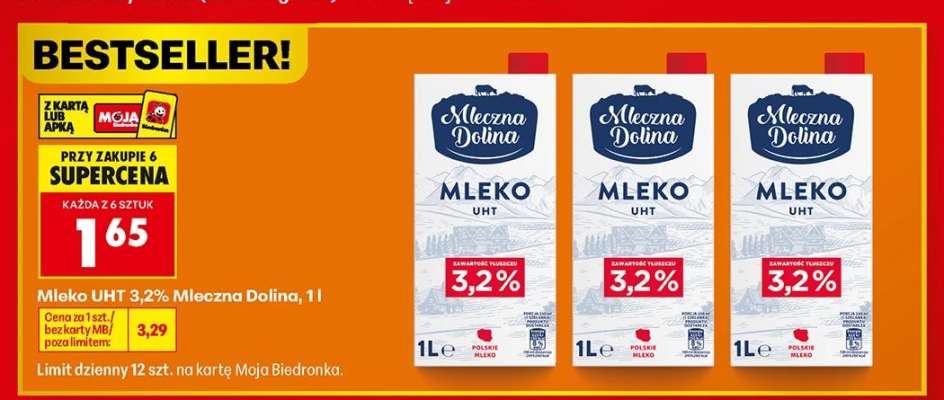 Mleko UHT 3,2% Mleczna Dolina, 1l