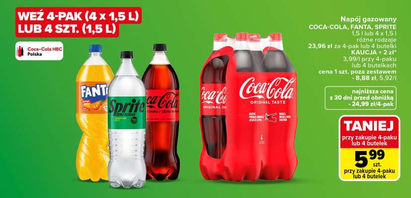 Napój gazowany COCA-COLA, FANTA, SPRITE