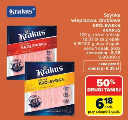 Szynka wieprzowa, drobiowa KRÓLEWSKA KRAKUS