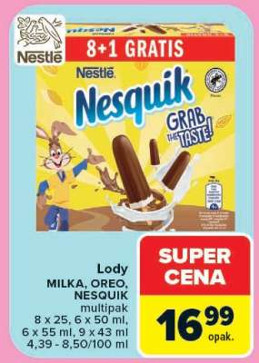 Lody MILKA, OREO, NESQUIK multipak