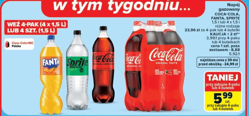 Napój gazowany COCA-COLA, FANTA, SPRITE