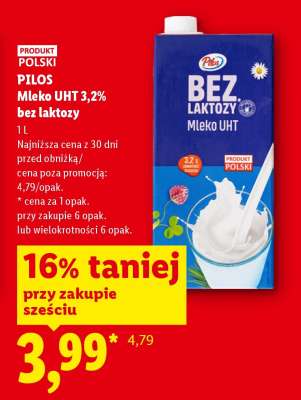 PILOS Mleko UHT 3,2% bez laktozy