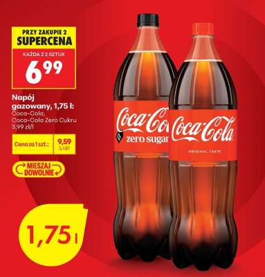 Napój gazowany, 1,75 l: Coca-Cola, Coca-Cola Zero Cukru