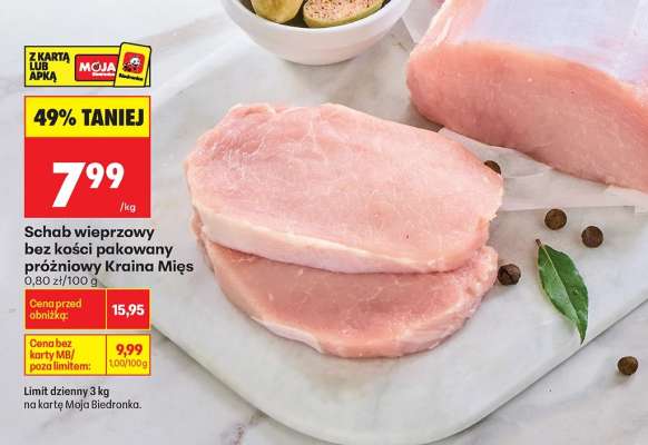 Schab wieprzowy bez kości pakowany próżniowy Kraina Mięs