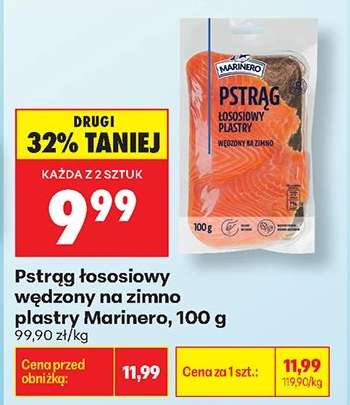 Pstrąg łososiowy wędzony na zimno plastry Marinero, 100 g