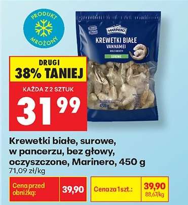 Krewetki białe surowe , w pancerzu , bez głowy oczyszczone , Marinero 450 g