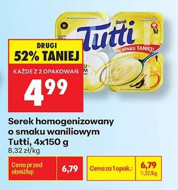 Serek homogenizowany o smaku waniliowym Tutti 4x150 g