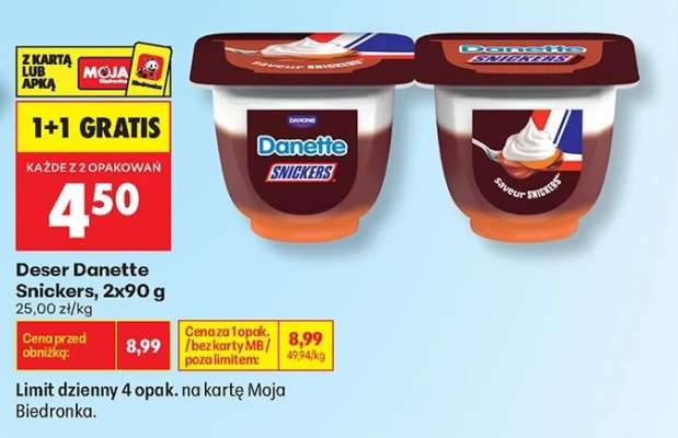Deser Danette Snickers, 2x90 g