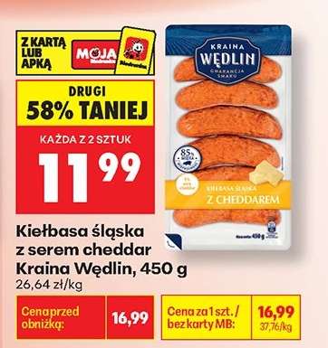 Kiełbasa Śląska z serem cheddar Kraina Wędlin, 450 g