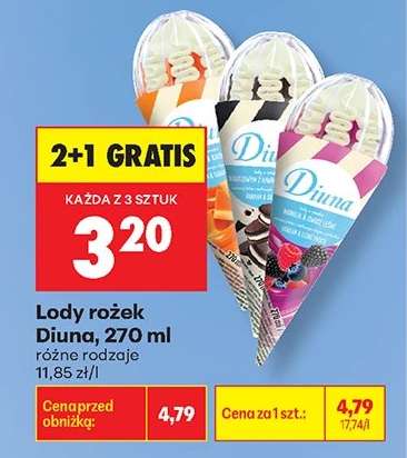 Lody rożek Diuna, 270 ml