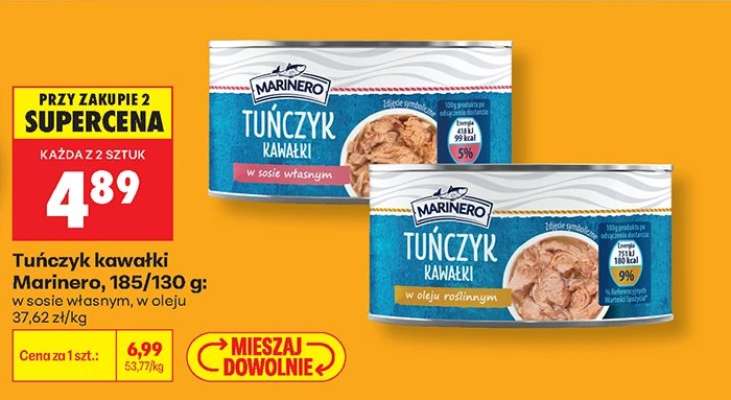Tuńczyk kawałki Marinero, 185/130 g