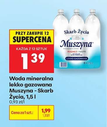 Woda mineralna lekko gazowana Muszyna Skarb Życia, 1,5 l