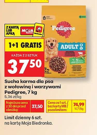 Sucha karma dla psa z wołowiną i warzywami Pedigree, 7 kg