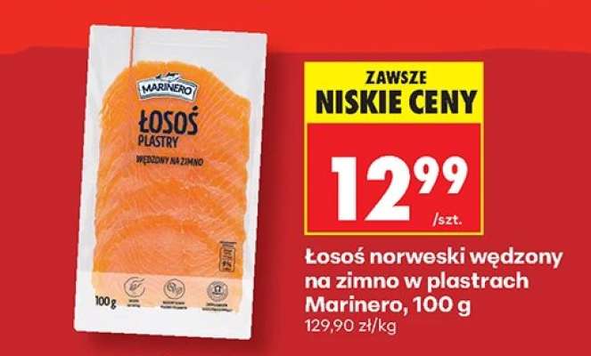 Łosoś norweski wędzony na zimno w plastrach Marinero , 100 g