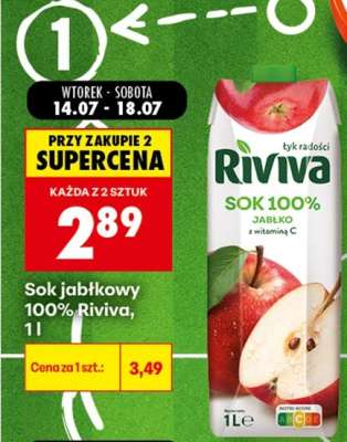 Sok jabłkowy 100% Riviva, 1l