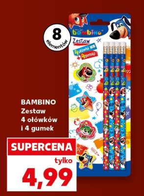BAMBINO Zestaw 4 ołówków i 4 gumek