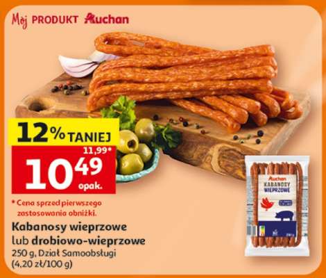 Kabanosy wieprzowe lub drobiowo wieprzowe