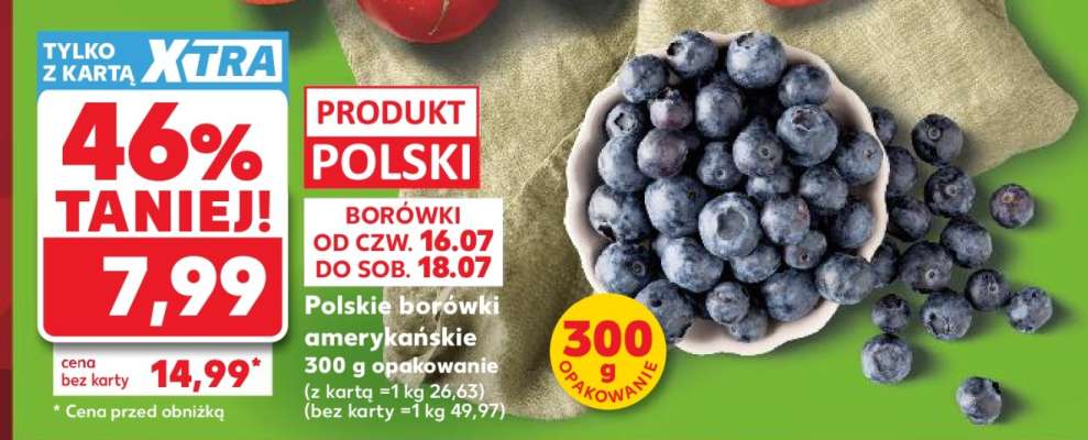 Polskie borówki amerykańskie 300 g opakowanie