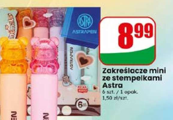 Zakreślacze mini ze stempelkami Astra