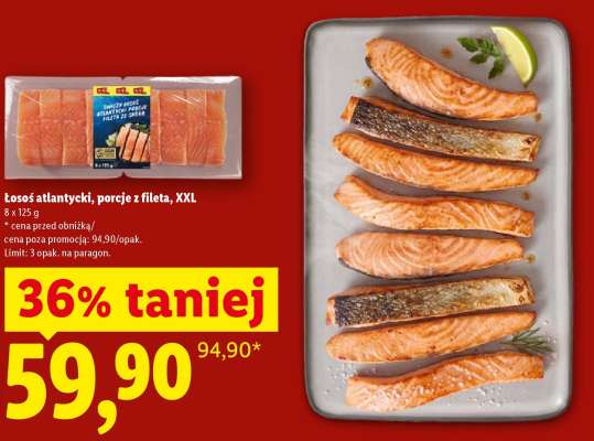 Łosoś atlantycki, porcje z fileta, XXL