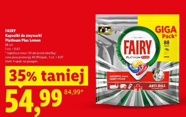 FAIRY Kapsułki do zmywarki Platinum Plus Lemon