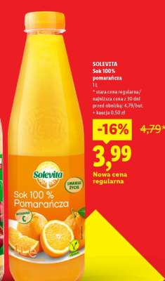 SOLEVITA Sok 100% pomarańcza 1L