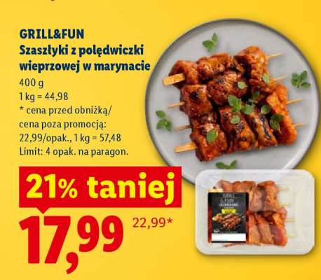 GRILL&FUN Szaszłyki z polędwiczki wieprzowej w marynacie