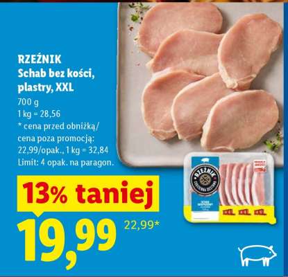 RZEŹNIK Schab bez kości, plastry, XXL