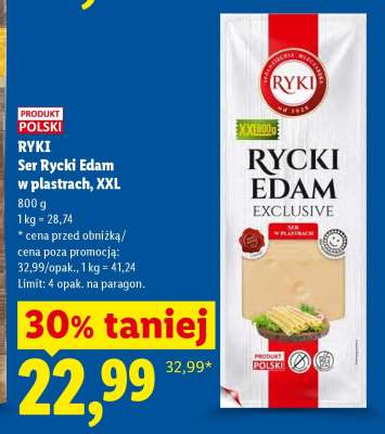RYKI Ser Rycki Edam w plastrach, XXL