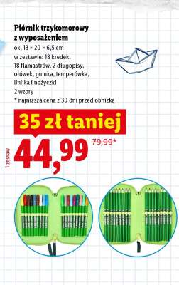 Piórnik trzykomorowy z wyposażeniem