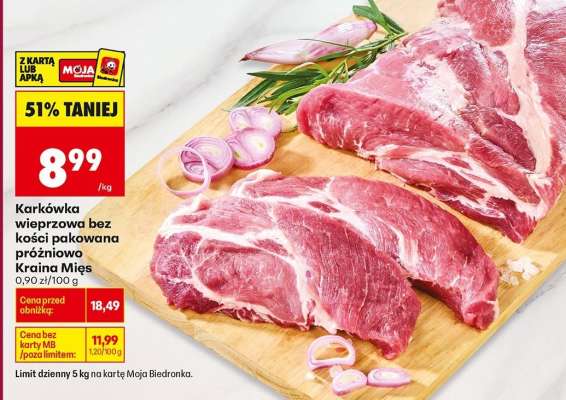 Karkówka wieprzowa bez kości pakowana próżniowo Kraina Mięs