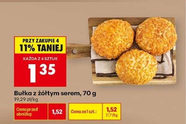 bułka z żółtym serem , 70 g