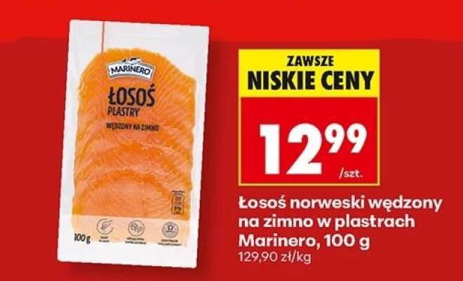 Łosoś norweski wędzony na zimno w plastrach Marinero , 100 g