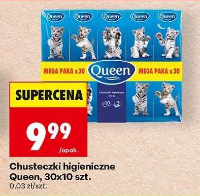 Chusteczki higieniczne Queen, 30x10 szt.