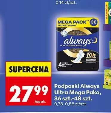 Podpaski Always Ultra Mega Paka, 36 szt.-48 szt.