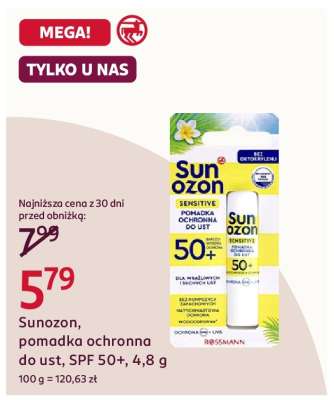 Sunozon, pomadka ochronna do ust, SPF 50+, 4,8 g